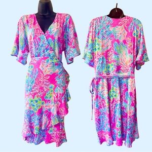 Lilly Pulitzer Isella Wrap Dress in the Prosecco Pink • NWT